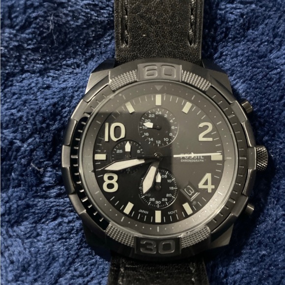 Fossil Bronson Chronograph Quartz Black Leather Men's Watch FS5874 - Picture 3 of 7